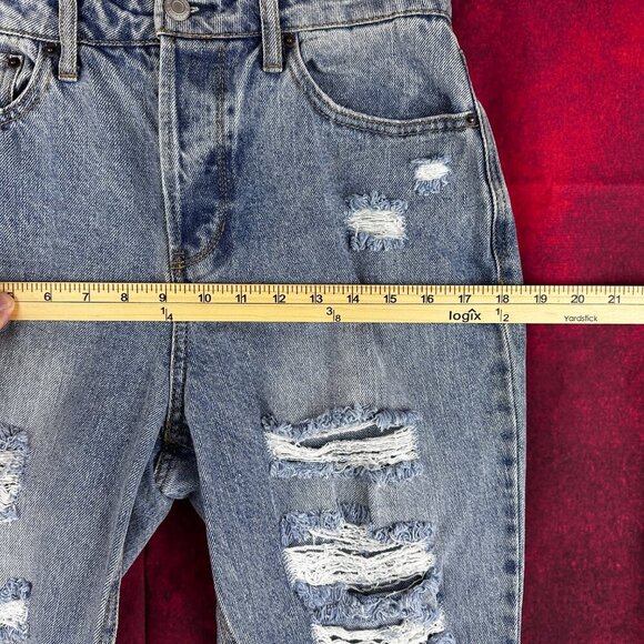 VANILLA STAR 90 s BOYFRIEND JUNIOR JEANS DISTRASSED LOOK,SIZE 9, HIGH RISE DENIM - Picture 13 of 14